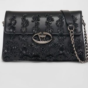 Valentino Garavani VLOGO Flower Leather Shoulder Bag NWT